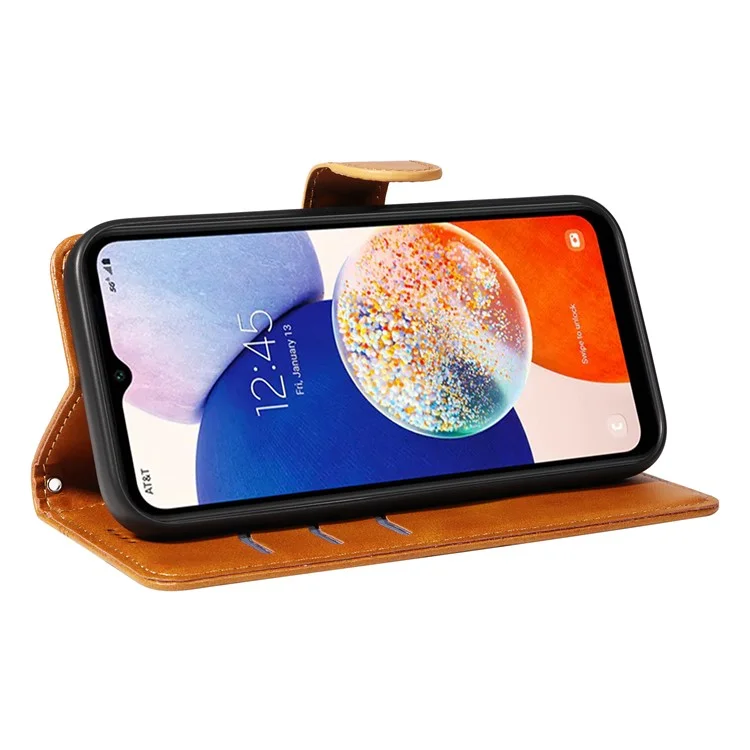 Para Samsung Galaxy A25 5G (Global) (161.0 X 76.5 X 8.3mm) Funda de Teléfono de Cuero con Correa - Amarillo