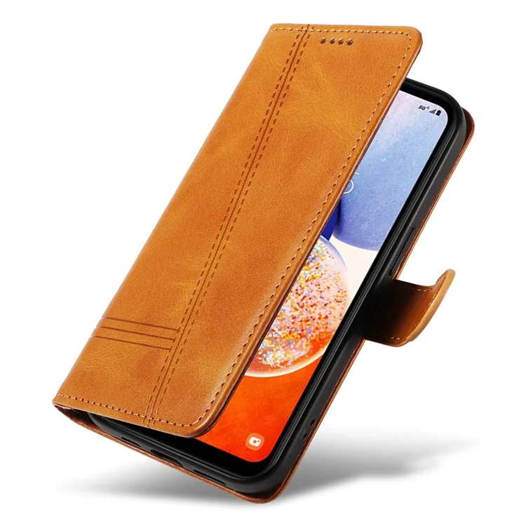 Para Samsung Galaxy A25 5G (Global) (161.0 X 76.5 X 8.3mm) Funda de Teléfono de Cuero con Correa - Amarillo