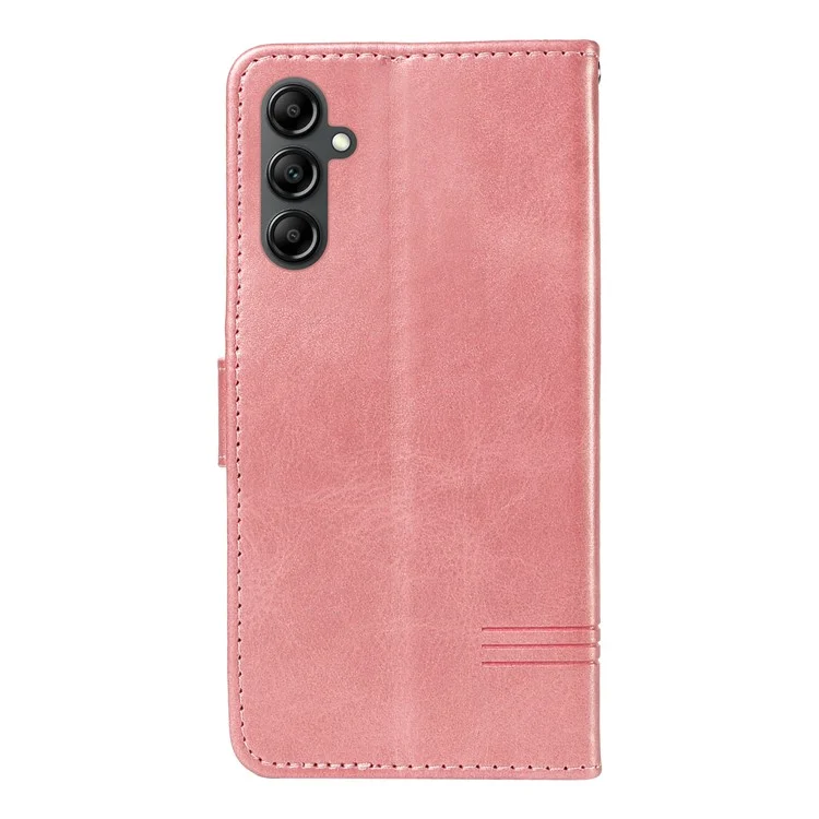 Para Samsung Galaxy A05s 4G Leather Phone Case T-Shaped Lines Full Protection - Rose Gold
