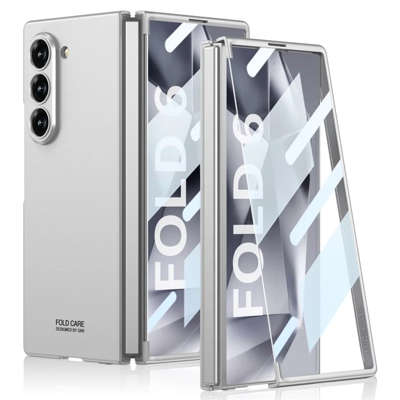 GKK For Samsung Galaxy Z Fold6 5G Case Super Slim PC Phone Cover with Screen Protector - Silver