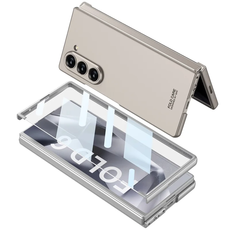 GKK For Samsung Galaxy Z Fold6 5G Case Super Slim PC Phone Cover with Screen Protector - Silver