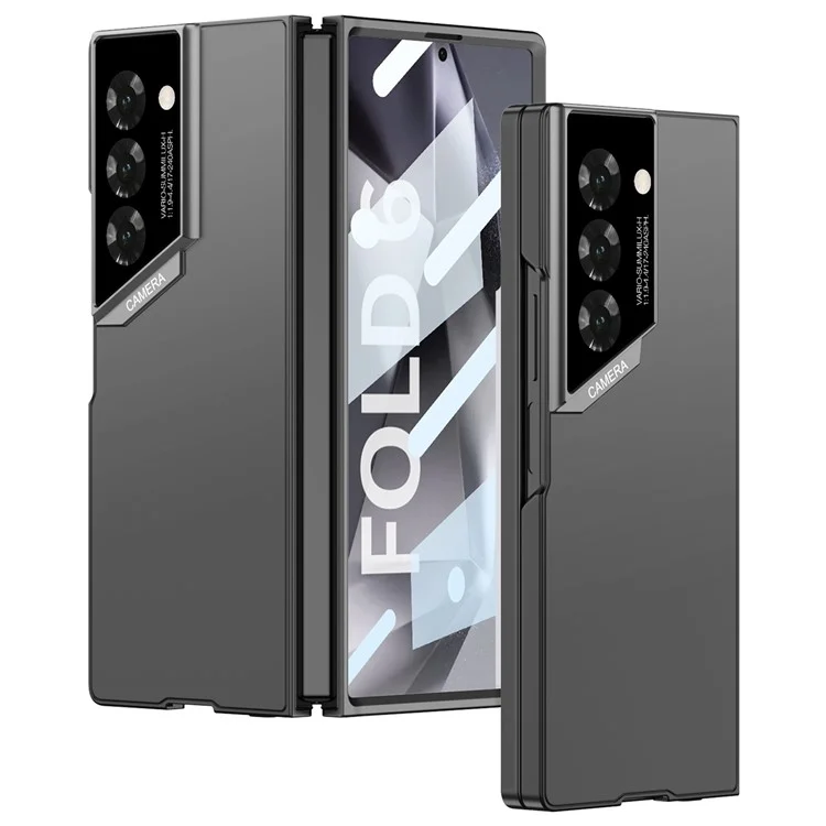 GKK для Samsung Galaxy Z Fold6 5G Чехол Сверхтонкий ПК Чехол для телефона с HD закаленным стеклянным экраном Протектор - Черный