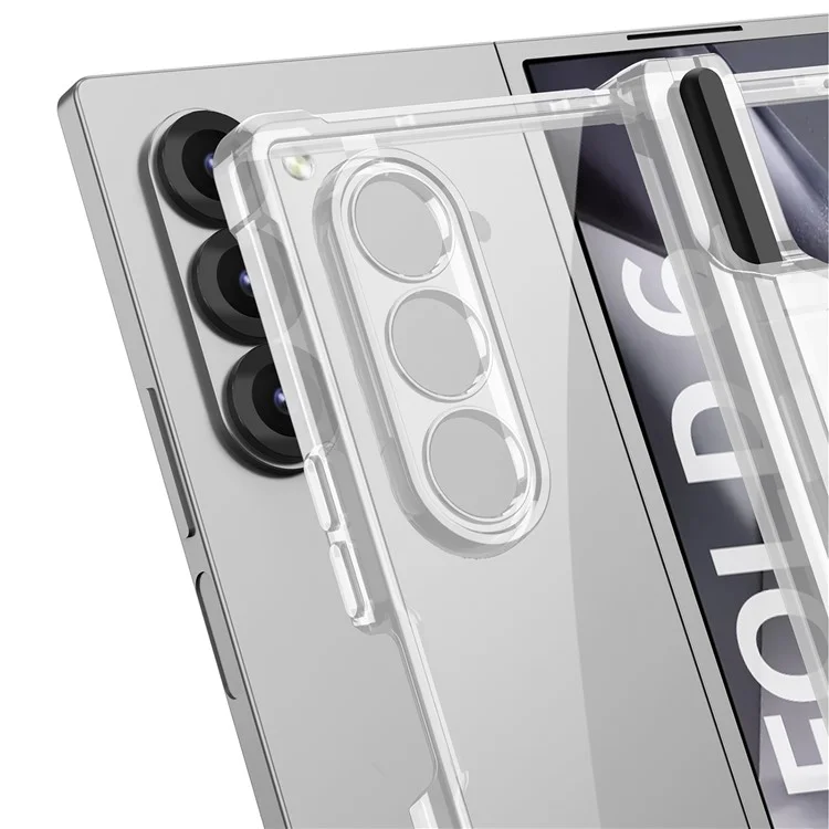 GKK For Samsung Galaxy Z Fold6 5G Case Drop-Proof Airbag Hinge PC Phone Case with Pen Slot - Transparent Black