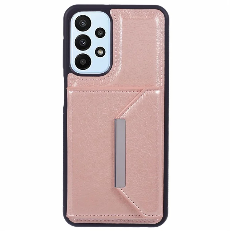 Для Samsung Galaxy A23 4G / A23 5G (глобальная версия) Чехол Anti-Drop Card Bag Phone Cover с подставкой - Розовое золото
