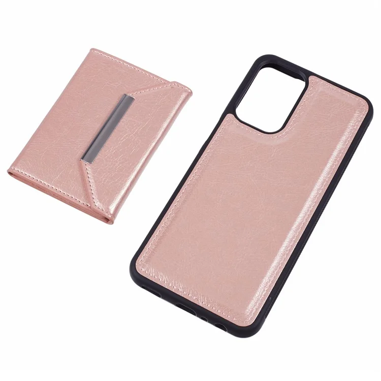 Для Samsung Galaxy A23 4G / A23 5G (глобальная версия) Чехол Anti-Drop Card Bag Phone Cover с подставкой - Розовое золото