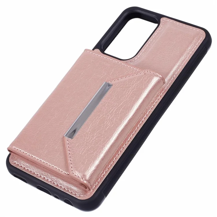 Для Samsung Galaxy A23 4G / A23 5G (глобальная версия) Чехол Anti-Drop Card Bag Phone Cover с подставкой - Розовое золото