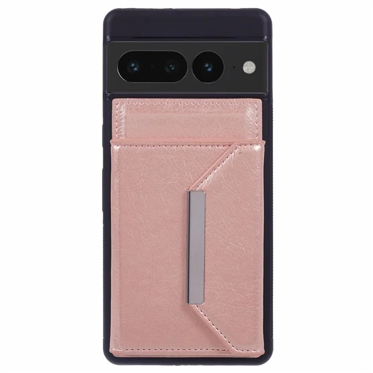 Для Google Pixel 7 Pro 5G Чехол с Anti-Scratch Card Holder Phone Cover с подставкой - Розовое золото
