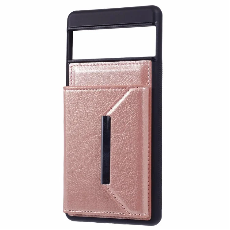 Для Google Pixel 7 Pro 5G Чехол с Anti-Scratch Card Holder Phone Cover с подставкой - Розовое золото