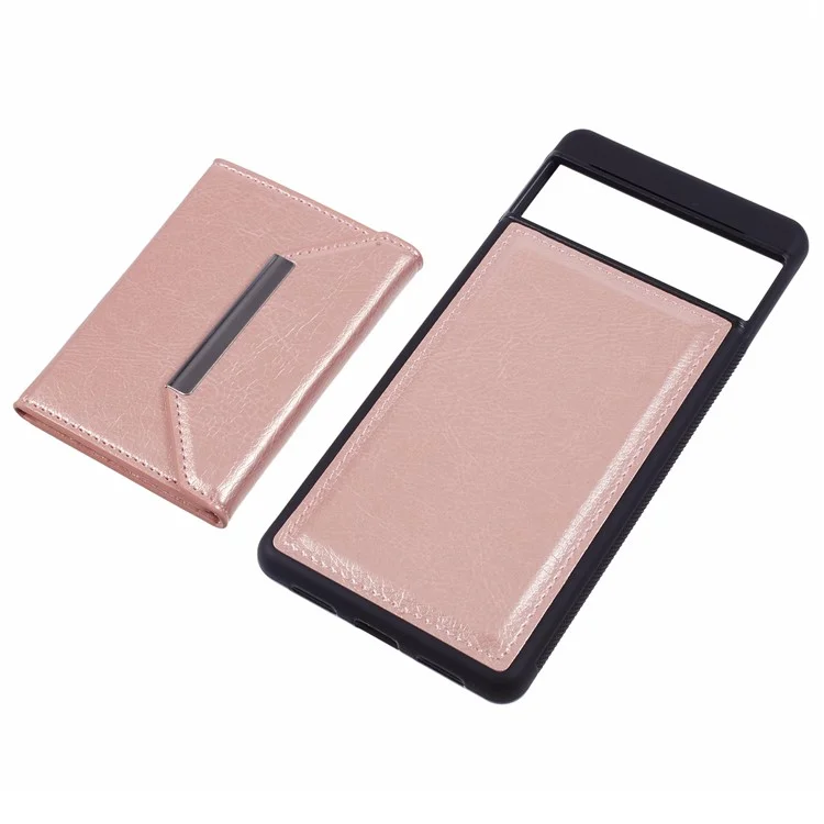 Для Google Pixel 7 Pro 5G Чехол с Anti-Scratch Card Holder Phone Cover с подставкой - Розовое золото