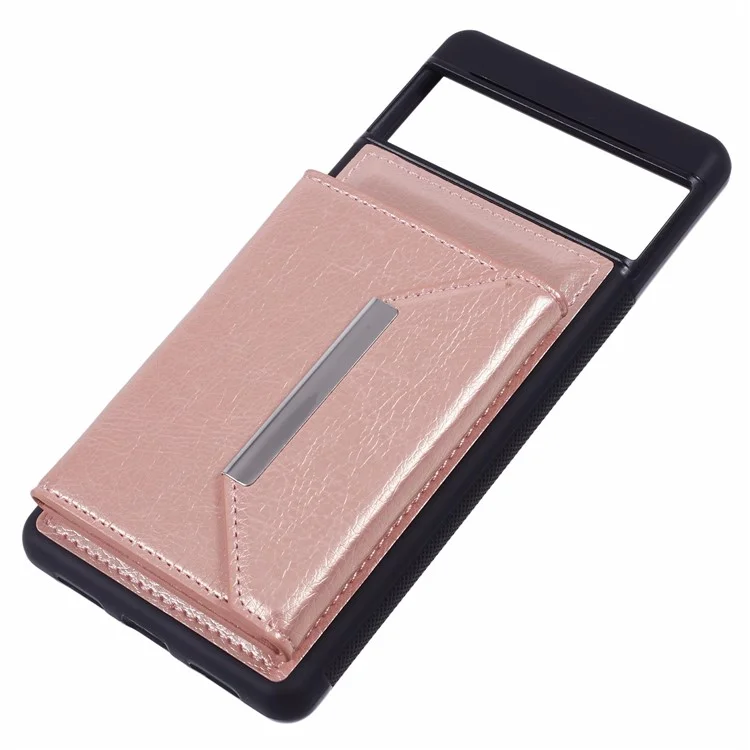 Для Google Pixel 7 Pro 5G Чехол с Anti-Scratch Card Holder Phone Cover с подставкой - Розовое золото