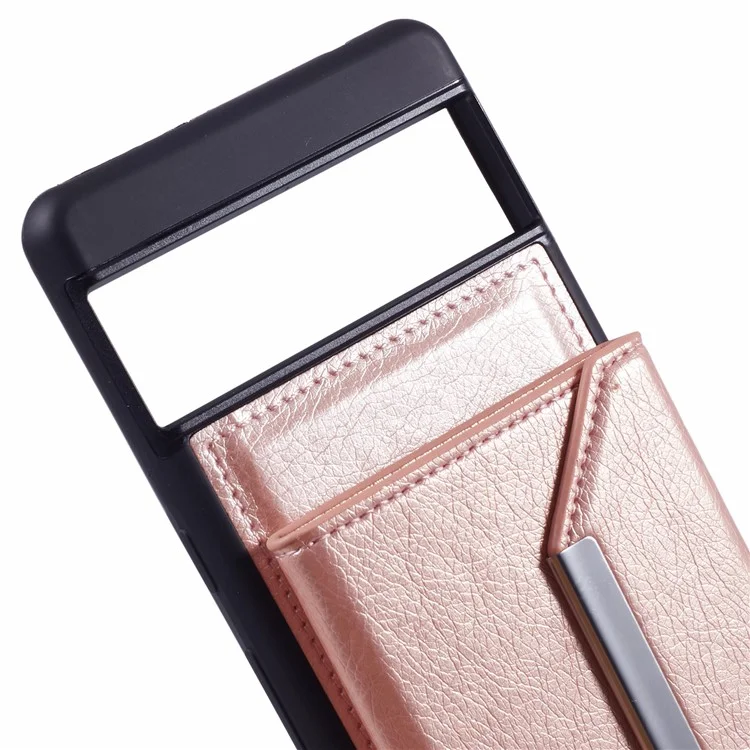 Для Google Pixel 7 Pro 5G Чехол с Anti-Scratch Card Holder Phone Cover с подставкой - Розовое золото