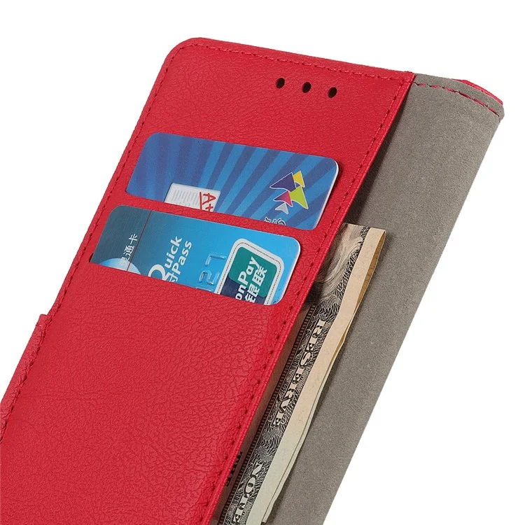 For OnePlus Nord CE4 Lite 5G / Oppo K12x 5G (China) Case PU Leather Wallet Magnetic Clasp Phone Cover - Red