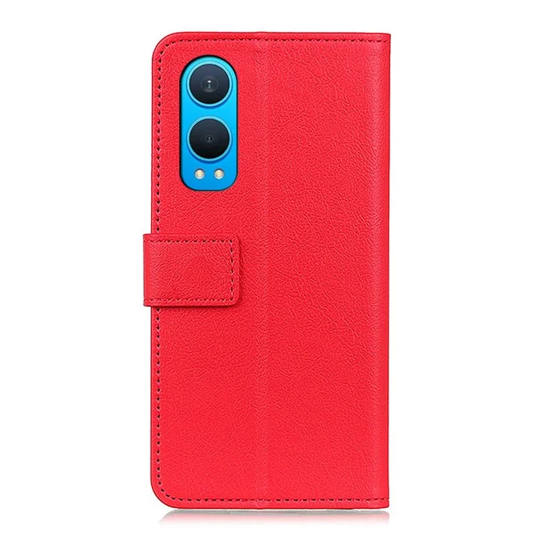 For OnePlus Nord CE4 Lite 5G / Oppo K12x 5G (China) Case PU Leather Wallet Magnetic Clasp Phone Cover - Red