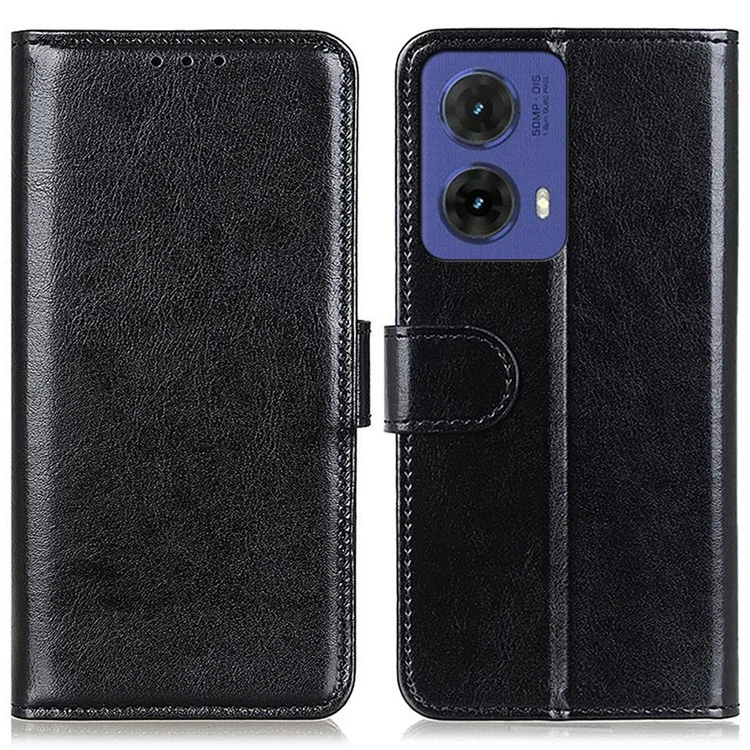 Für Motorola Moto G85 5G / S50 Neo 5G Hülle PU-Leder Wallet Crazy Horse Textur Handyhülle - Schwarz