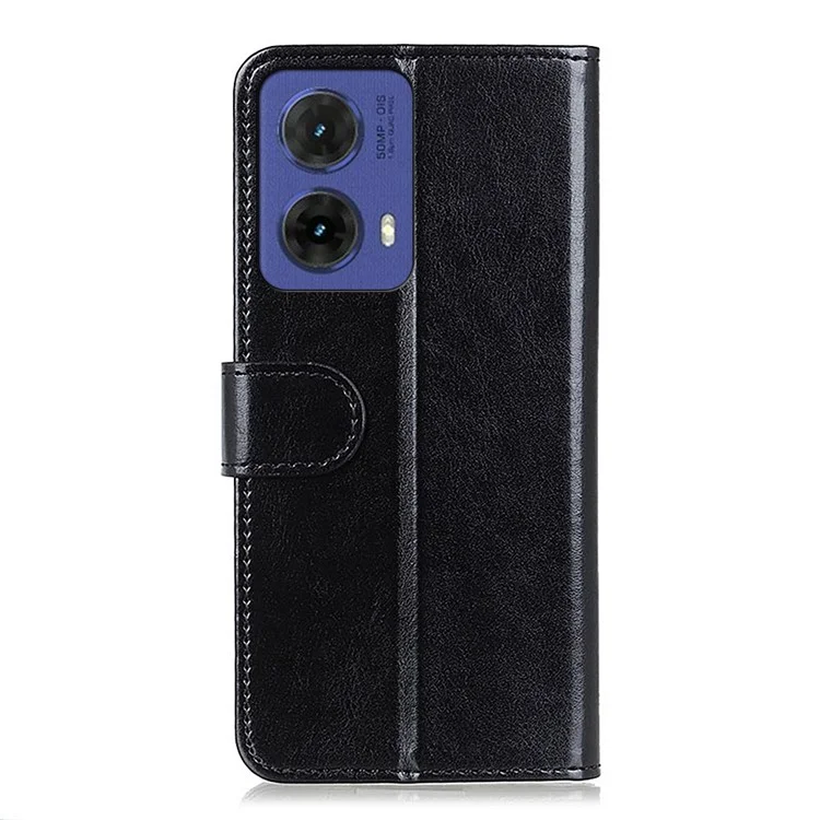 Für Motorola Moto G85 5G / S50 Neo 5G Hülle PU-Leder Wallet Crazy Horse Textur Handyhülle - Schwarz