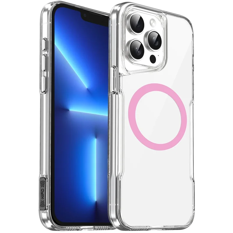 For iPhone 13 Pro Max Case TPU+Acrylic Drop-proof Phone Back Cover Compatible with MagSafe - Pink