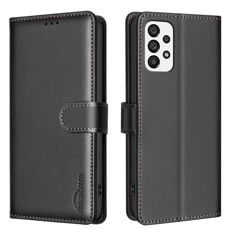 BINFEN COLOR BF32 Pour Étui Samsung Galaxy A53 5G Texture de Litchi Flip Cuir Téléphone Couverture - Noir