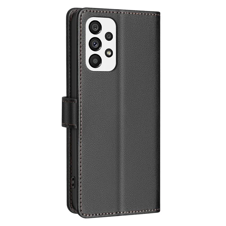 BINFEN COLOR BF32 Pour Étui Samsung Galaxy A53 5G Texture de Litchi Flip Cuir Téléphone Couverture - Noir