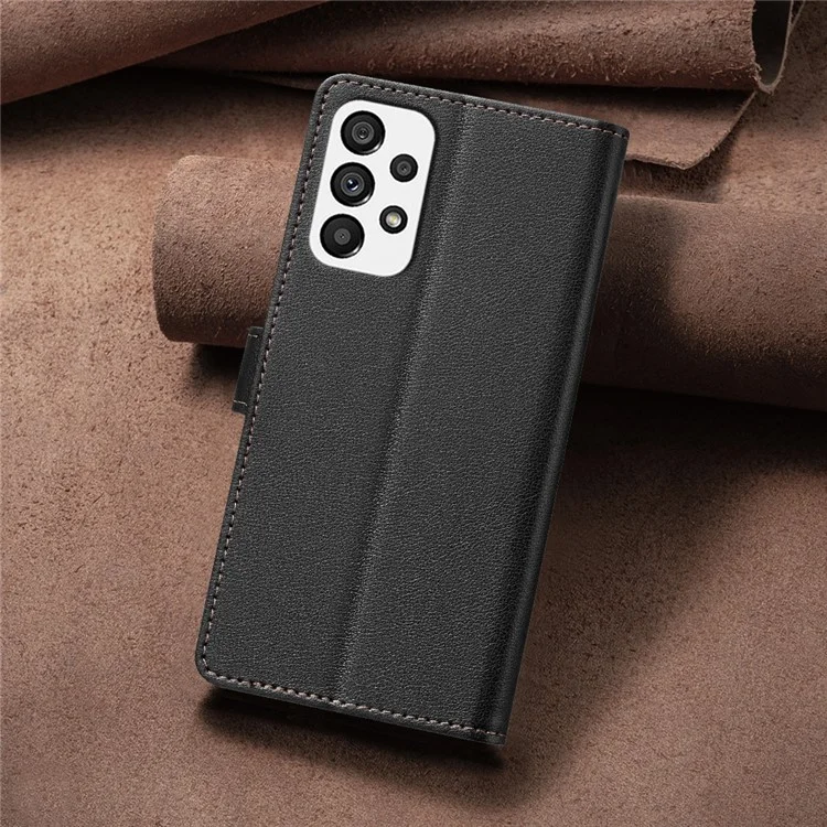 BINFEN COLOR BF32 Pour Étui Samsung Galaxy A53 5G Texture de Litchi Flip Cuir Téléphone Couverture - Noir