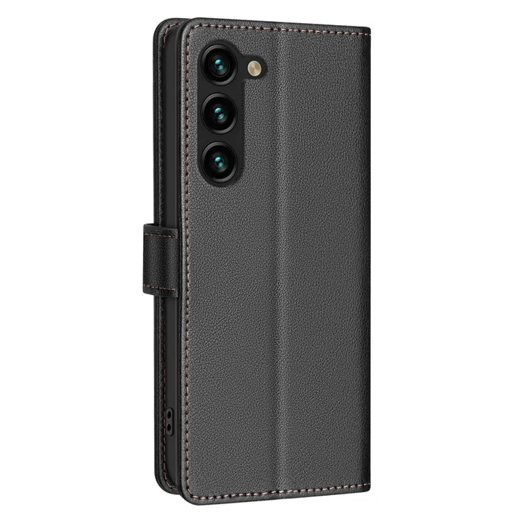 BINFEN COLOR BF32 For Samsung Galaxy S23 Leather Case RFID Blocking Phone Cover - Black
