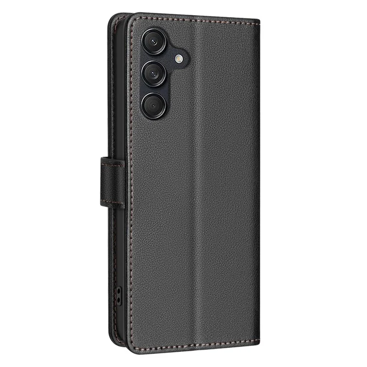BINFEN COLOR BF32 Para Samsung Galaxy A14 4G / 5G Estuche Bloqueo RFID Textura de Piel de Litchi Cubierta de Cuero - Negro