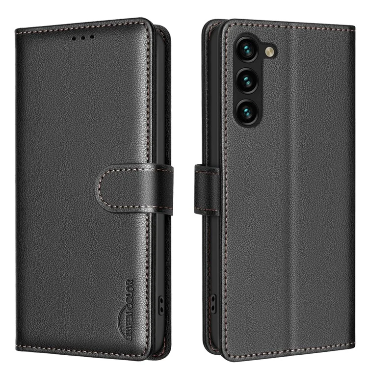 BINFEN COLOR BF32 Pour Étui Samsung Galaxy S23+ Texture Litchi Bloquage RFID Couverture en Cuir Téléphone - Noir
