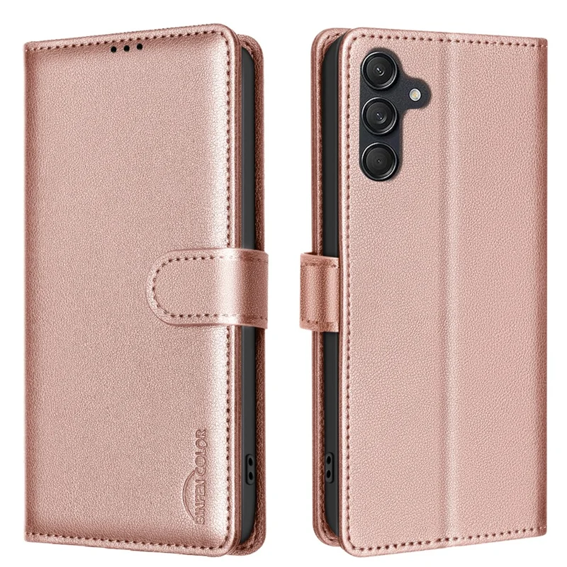 BINFEN COLOR BF32 For Samsung Galaxy A54 5G Leather Case RFID Blocking Wallet Phone Cover - Rose Gold