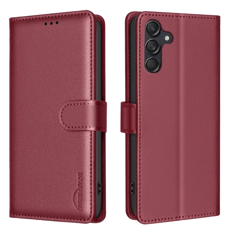 BINFEN COLOR BF32 For Samsung Galaxy A55 5G Case RFID Blocking Wallet Leather Stand Phone Cover - Red