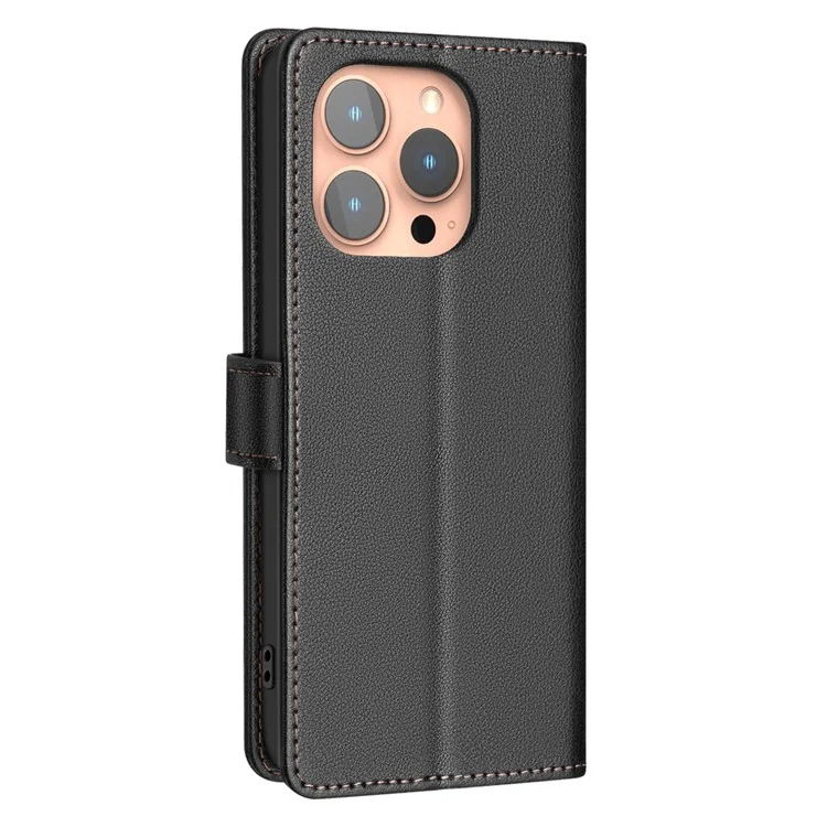 BINFEN COLOR BF32 Para iPhone 14 Pro Case RFID Blocking Leather Drop-Proof Phone Cover - Preto