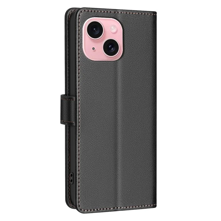 BINFEN COLOR BF32 Per iPhone 14 Plus / 15 Plus Custodia RFID Blocking Porta Carta Portafoglio Custodia in Pelle per Telefono - Nero