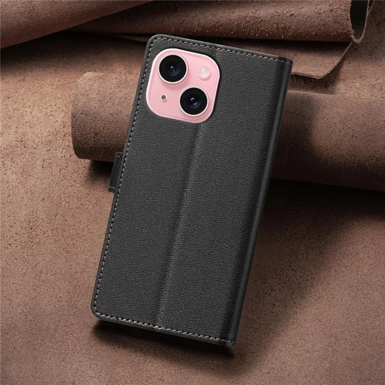 BINFEN COLOR BF32 Per iPhone 14 Plus / 15 Plus Custodia RFID Blocking Porta Carta Portafoglio Custodia in Pelle per Telefono - Nero