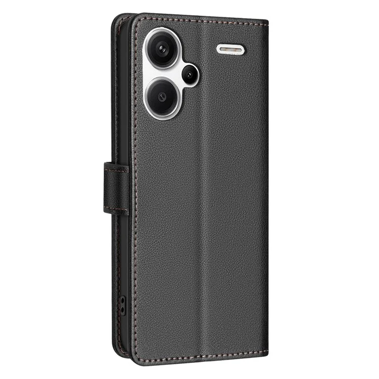 BINFEN COLOR BF32 для Xiaomi Redmi Note 13 Pro+ 5G чехол-книжка с текстурой личи, кожаный чехол для телефона - черный