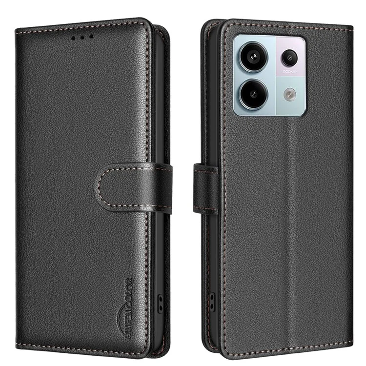 BINFEN COLOR BF32 para Xiaomi Redmi Note 13 Pro 5G / Poco X6 5G Funda Bloqueo RFID Funda de Piel para Teléfono Móvil - Negro
