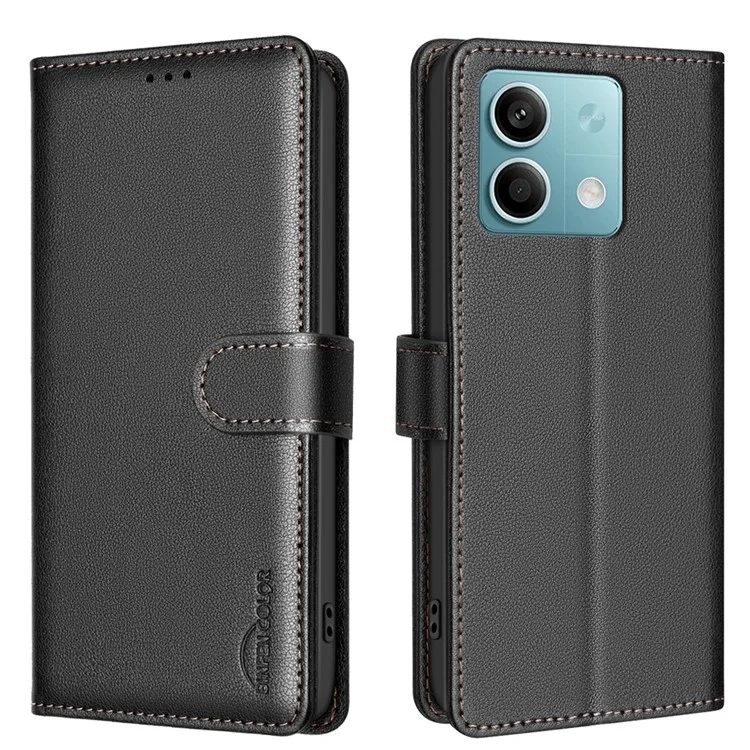 BINFEN COLOR BF32 For Xiaomi Redmi Note 13 5G Case RFID Blocking Wallet Leather Cover - Black