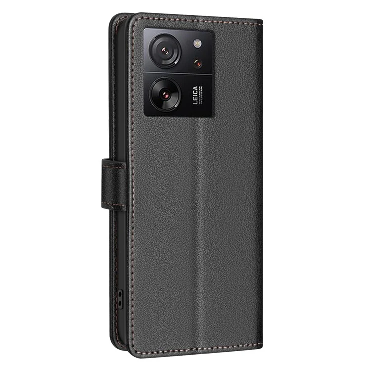 BINFEN COLOR BF32 Für Xiaomi 13T / 13T Pro / Redmi K60 Ultra Lederhülle RFID-Blockierung Kartenfächer - Schwarz