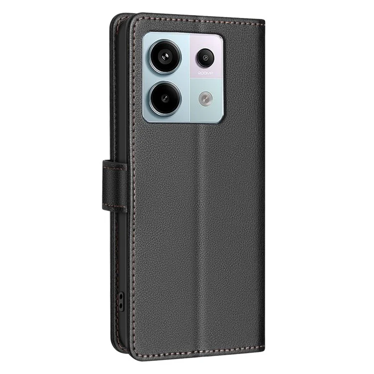 BINFEN COLOR BF32 Чехол для Xiaomi Redmi Note 13 Pro 4G, текстура лайки RFID-блокировка, кожаный чехол для телефона - черный