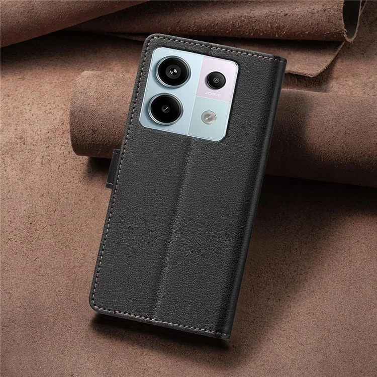 BINFEN COLOR BF32 Чехол для Xiaomi Redmi Note 13 Pro 4G, текстура лайки RFID-блокировка, кожаный чехол для телефона - черный