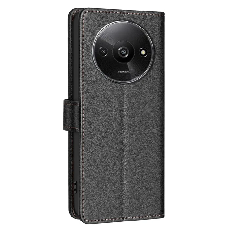 BINFEN COLOR BF32 para Xiaomi Redmi A3 / Poco C61 4G Capa Anti-Queda Bloqueio RFID Capa de Telefone de Couro - Preto