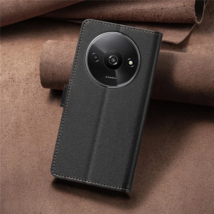BINFEN COLOR BF32 para Xiaomi Redmi A3 / Poco C61 4G Capa Anti-Queda Bloqueio RFID Capa de Telefone de Couro - Preto