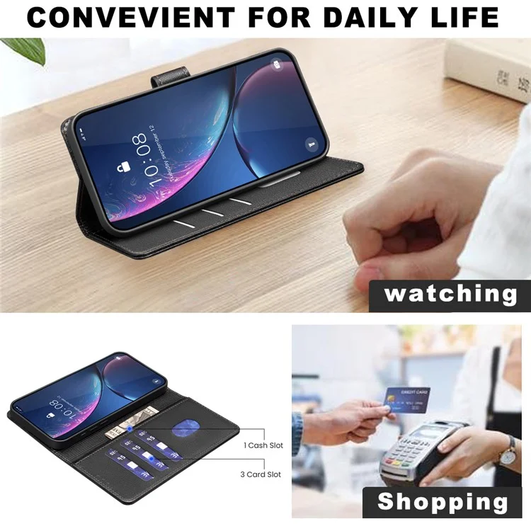 BINFEN COLOR BF32 Pour Xiaomi Redmi Note 12 5G (Global) / (Chine) / (Inde) / Poco X5 5G Étui Rabattable en Cuir - Noir