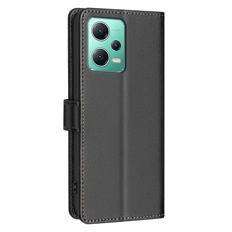 BINFEN COLOR BF32 Pour Xiaomi Redmi Note 12 5G (Global) / (Chine) / (Inde) / Poco X5 5G Étui Rabattable en Cuir - Noir