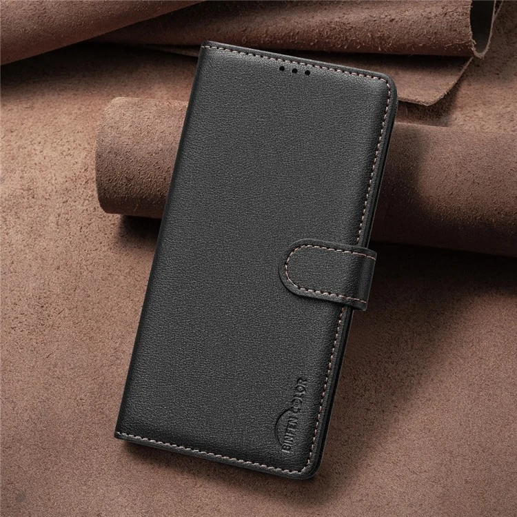 BINFEN COLOR BF32 Pour Xiaomi Redmi Note 12 5G (Global) / (Chine) / (Inde) / Poco X5 5G Étui Rabattable en Cuir - Noir