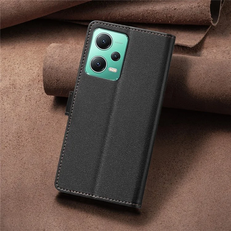 BINFEN COLOR BF32 Pour Xiaomi Redmi Note 12 5G (Global) / (Chine) / (Inde) / Poco X5 5G Étui Rabattable en Cuir - Noir
