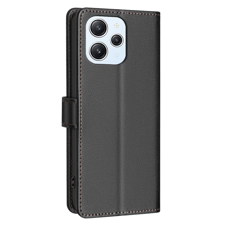 BINFEN COLOR BF32 für Xiaomi Redmi 12 4G-Hülle RFID-blockierendes Leder-Flip-Ständer-Handyhülle - Schwarz