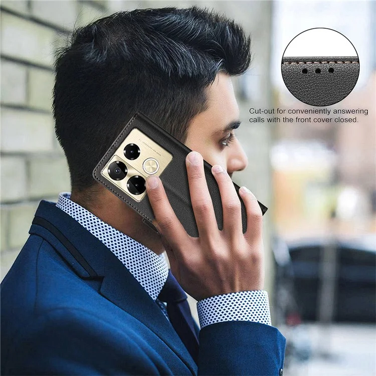 BINFEN COLOR BF32 For Infinix Note 40 Pro+ / Note 40 Pro 4G / 5G Stand Case PU Leather Phone Cover Wallet -Black