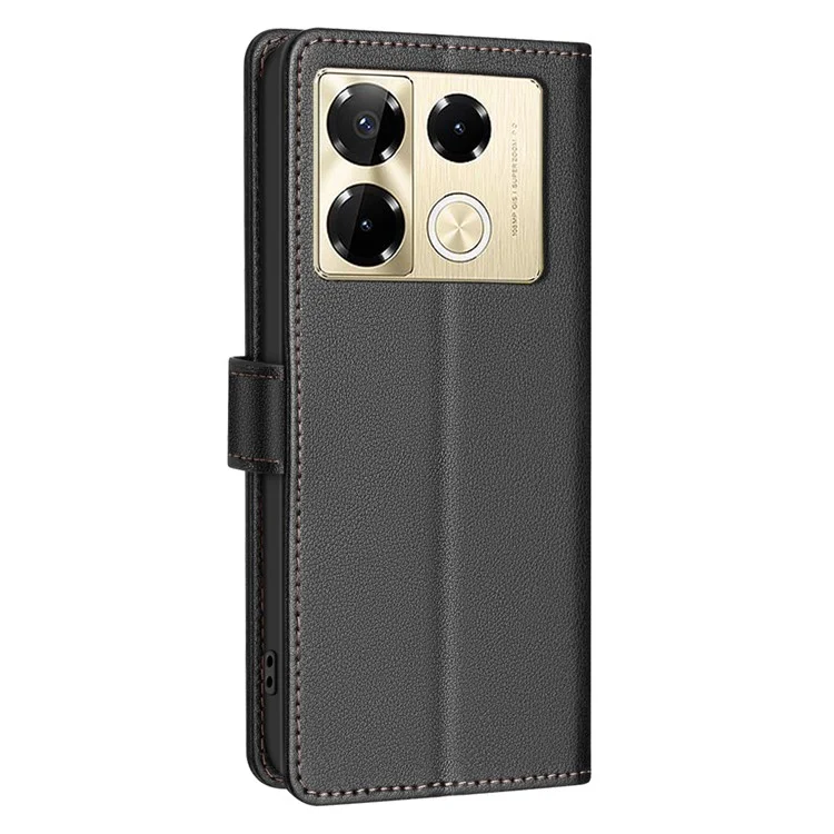 BINFEN COLOR BF32 For Infinix Note 40 Pro+ / Note 40 Pro 4G / 5G Stand Case PU Leather Phone Cover Wallet -Black