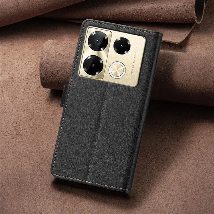 BINFEN COLOR BF32 For Infinix Note 40 Pro+ / Note 40 Pro 4G / 5G Stand Case PU Leather Phone Cover Wallet -Black