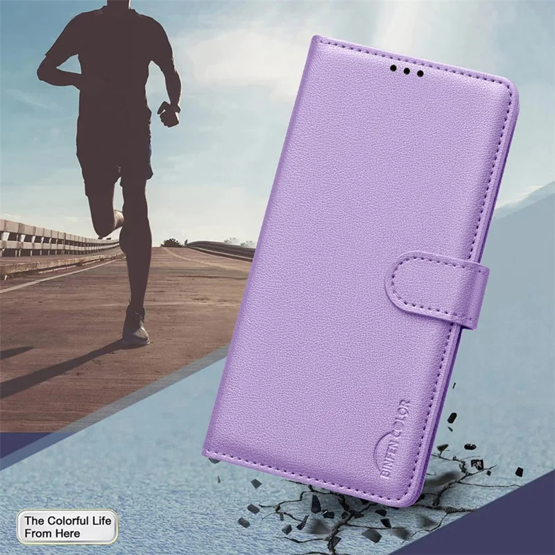 BINFEN COLOR BF32 For Infinix Note 40 Pro+ / Note 40 Pro 4G / 5G Stand Case PU Leather Phone Cover Wallet -Purple