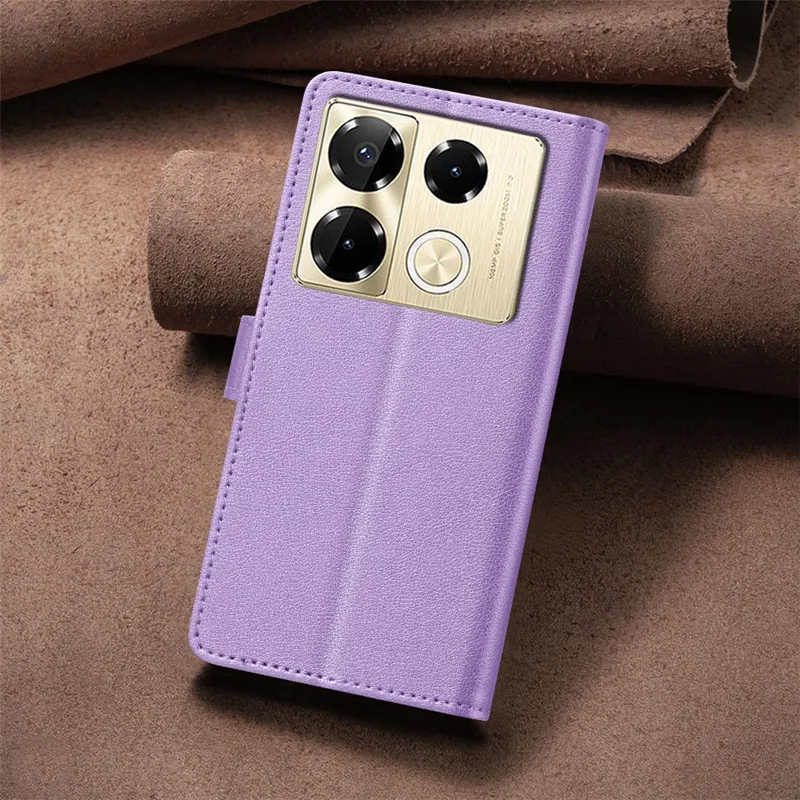 BINFEN COLOR BF32 For Infinix Note 40 Pro+ / Note 40 Pro 4G / 5G Stand Case PU Leather Phone Cover Wallet -Purple