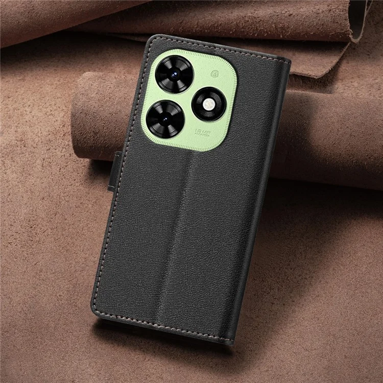 BINFEN COLOR BF32 For TECNO Pop 8 / Spark 20C / Spark Go 2024 4G Case Litchi Texture Leather Phone Cover - Black